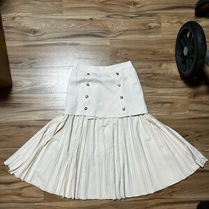 SHEIN Cream Pleated A-Line Skirt with Buttons